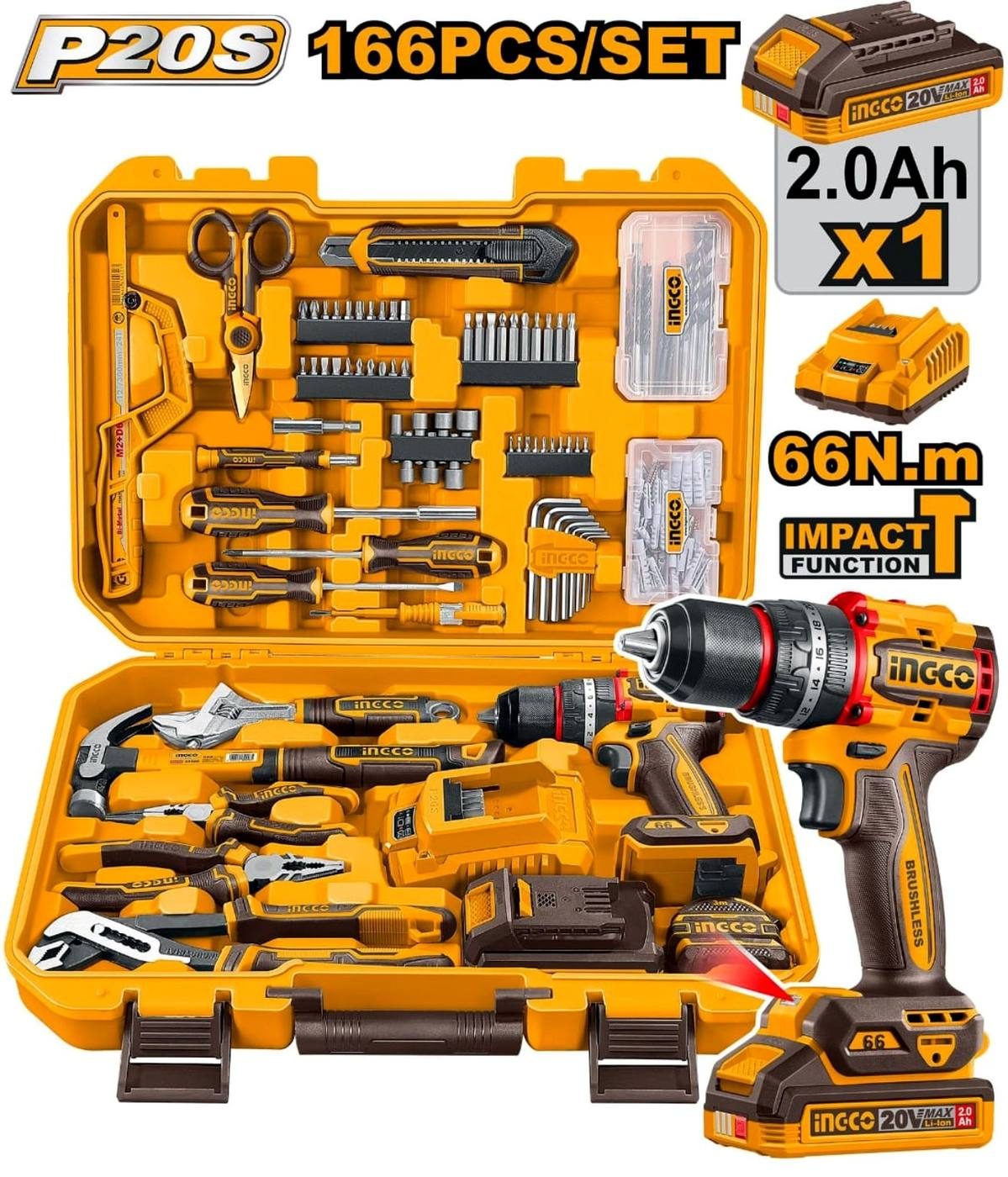 INGCO 166-Piece P20S Tool Kit
