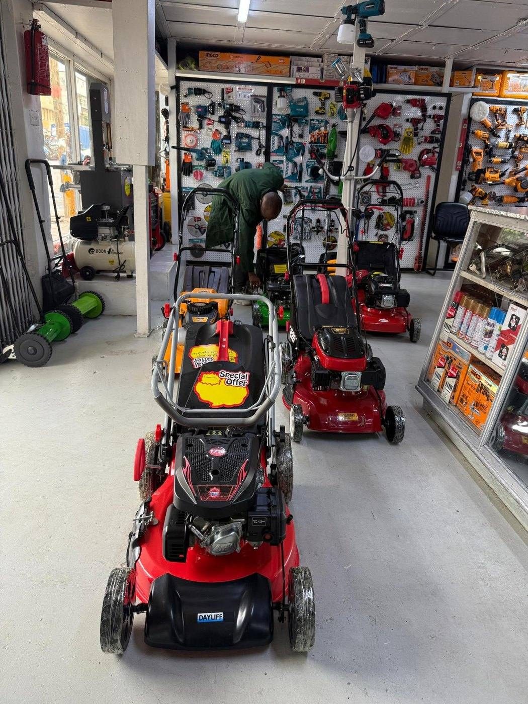 Lawn mowers ready for outdoor work